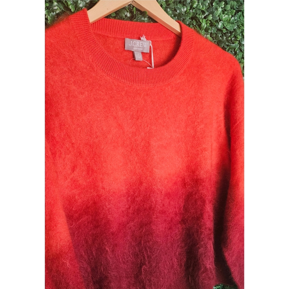 J.Crew Dip-Dyed Brushed Cashmere Crewneck Sweater - Picture 9 of 12